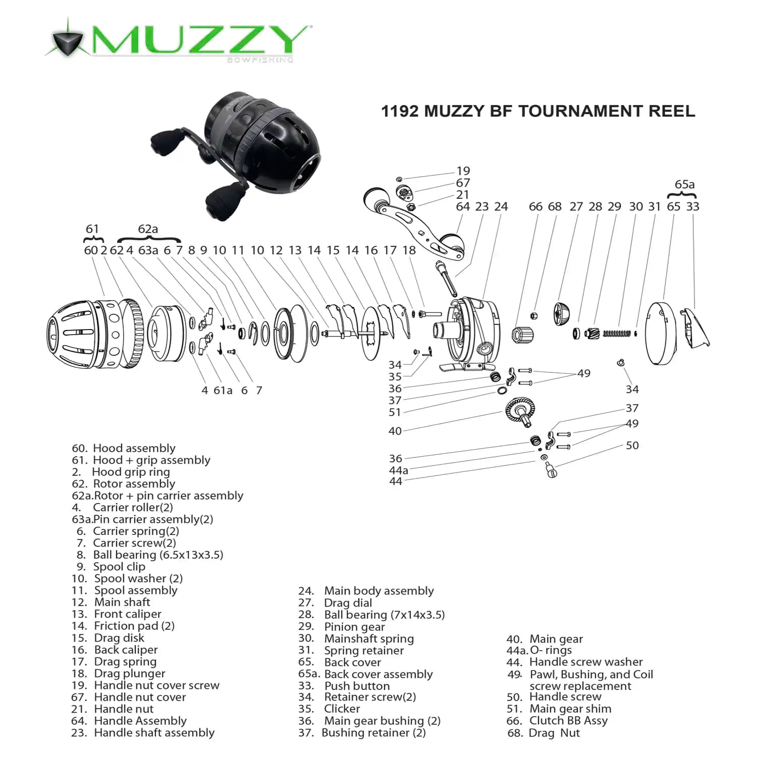 Muzzy Tournament Reel Parts