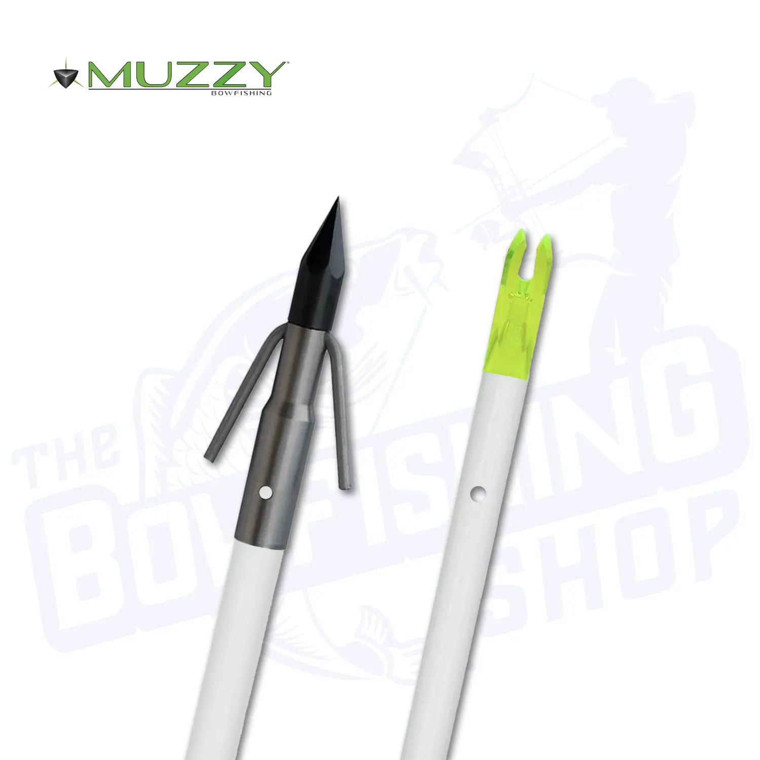 Muzzy Classic Chartreuse Fiberglass Bowfishing Arrow - 32", 5/16", With Carp Point & Nock Installed
